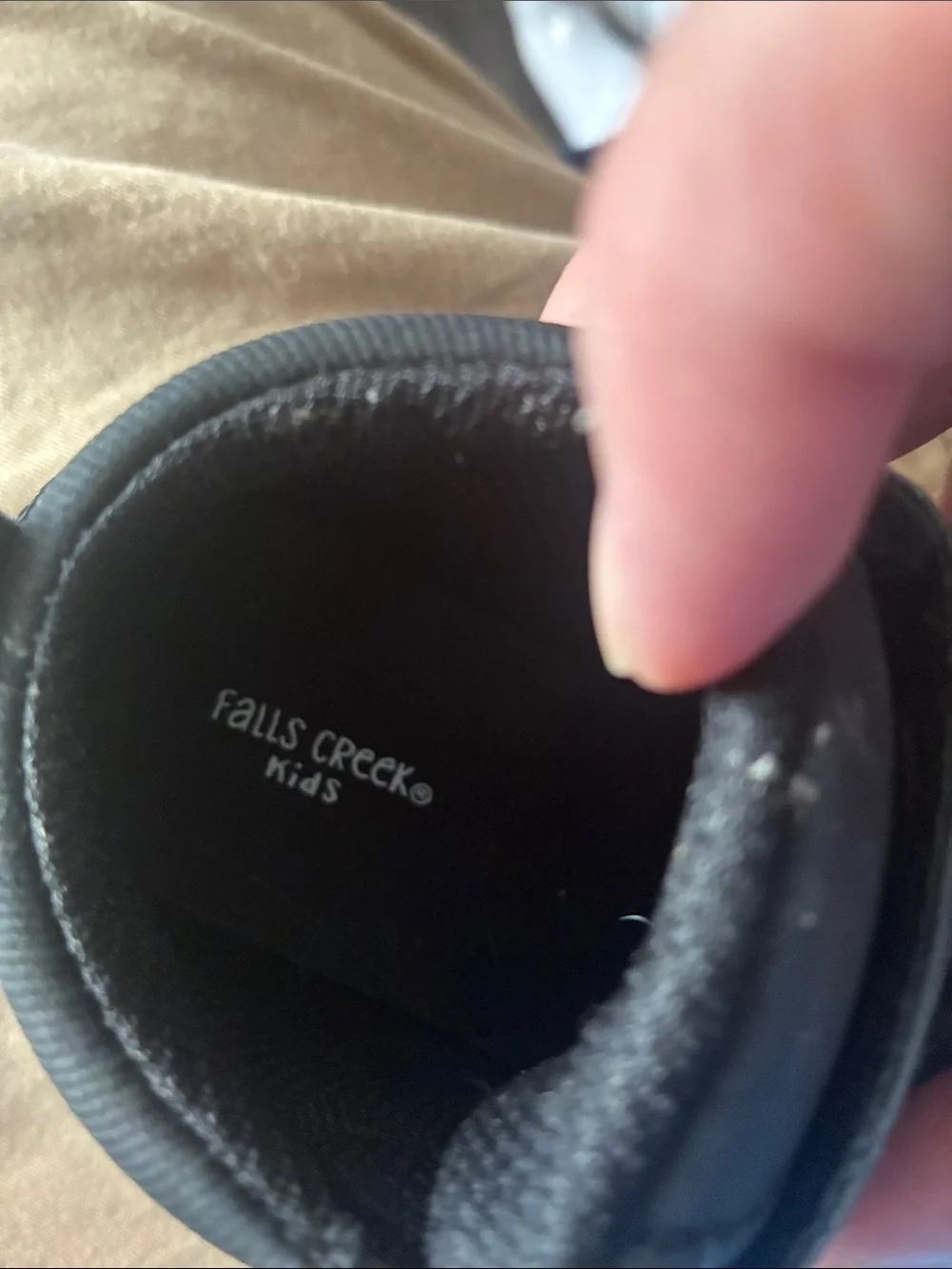 Falls Creek Black Kids Velcro Sneakers